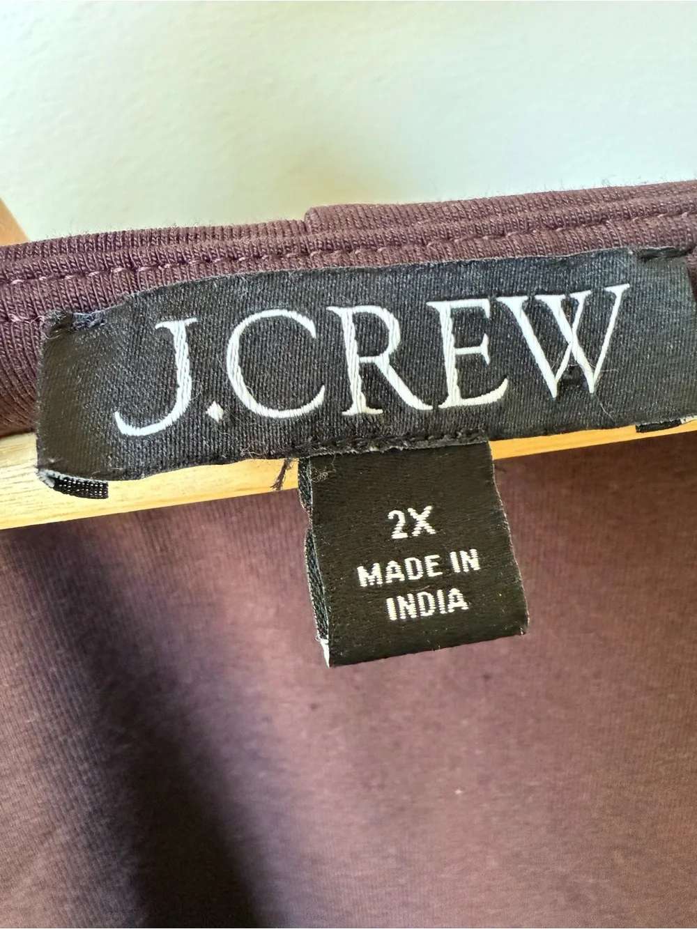J CREW Stretch Cotton Blend Ruched V Neck Top Cocoa Berry Brown Minimalist 2X